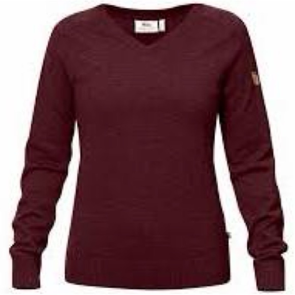 Fjallraven Women's V-Neck Maroon Sweater